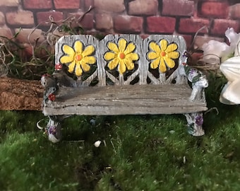 Miniature fairy bench daisy fairy bench miniature bench fairy garden accessories