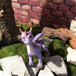 Miniature dragon, fairy garden dragon, Miniature purple dragon, Mystical miniatures, miniature garden dragon, gnome garden, fairy accessory