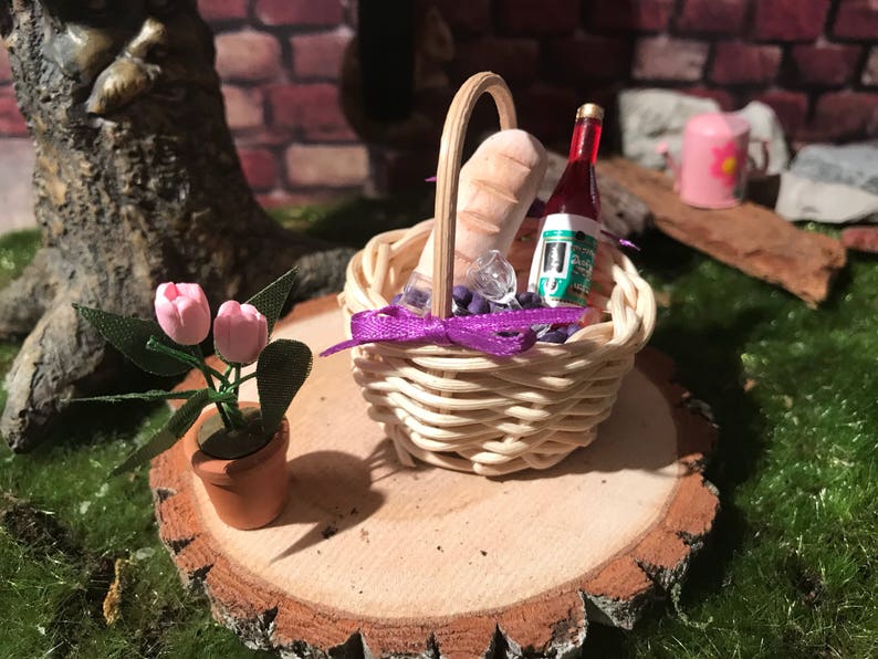 Fairy garden picnic fairy picnic basket dollhouse picnic Etsy
