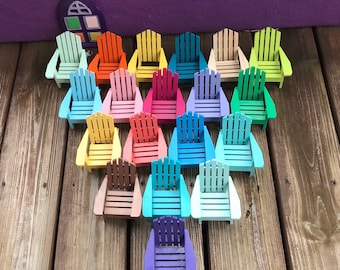 Mini Adirondack-stoelen verschillende kleuren, Adirondack-stoelen, doe-het-zelfstoelen, ministrandstoel, sprookjestuinstoel, lentedecoratie, kuststoel
