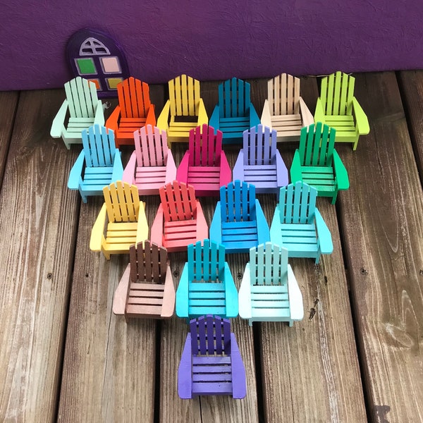 Mini Adirondack chairs various colors, Adirondack chairs, DIY chairs, mini beach chair, fairy garden chair, Spring decoration, coastal chair