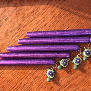 Refillable pens I love turtles pen purple pens with turtle flower charm bling pen purple glitter pen for pen and turtle lovers collectors