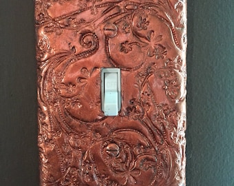 Copper color light switch plate swirls flowers Single toggle cover Standard outlet plate.Rocker plate. I specialize in large custom orders