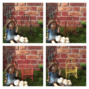 Adorable fairy garden rocking chair. Curls and flowers galore!  Fairy garden furniture Assorted colors, Miniature rocking chair, Fairy Chair