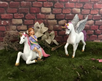 Beautiful white unicorn fairy silver gold and lavender accents pretty fairy on miniature  unicorn fairy garden supplies enchanted garden