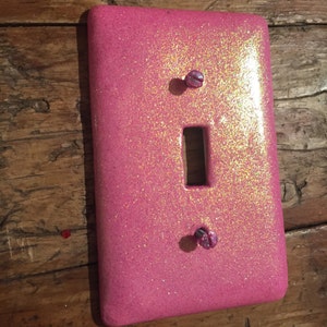 Pink glitter light switch plate Hot pink glitter toggle cover Single toggle cover Hot pink sparkle switchplate specialized custom orders image 5