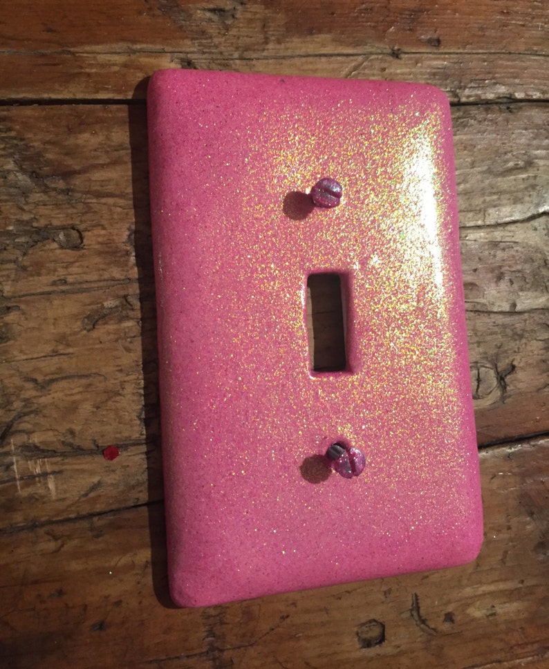 Pink glitter light switch plate Hot pink glitter toggle cover Single toggle cover Hot pink sparkle switchplate specialized custom orders image 5