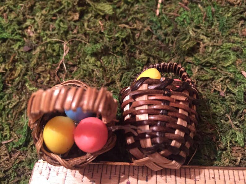 Miniature Fairy Garden Easter Basket Cute Colored Eggs in Etsy