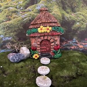 Miniature stone Fairy Garden House hand painted miniature garden house, fairy & miniature garden accessories