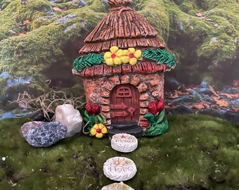 Miniature stone Fairy Garden House hand painted miniature garden house, fairy & miniature garden accessories