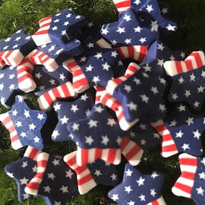 red white & blue mini stars beads miniature flag stars Star Handmade Polymer Clay Beads Fairy garden stepping stones Patriotic stepping