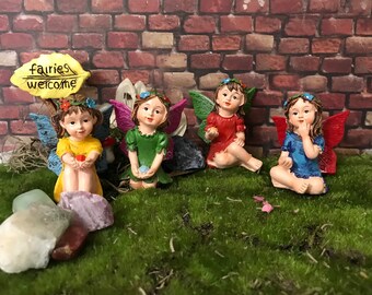 Miniature fairy garden fairy holding a cute gem four styles adorable fairy girls fairy garden fairy figurine