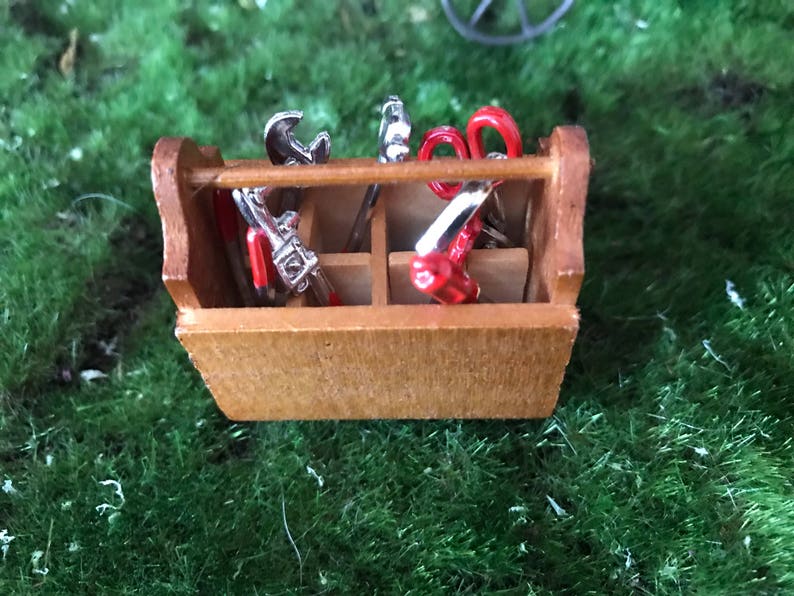 Miniature tool box with tools. Mini tools set of 8 for Etsy