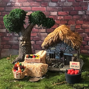 Miniature fall harvest display miniature fairy straw bale micro bound bale of straw fairy accessories harvest garden supplies