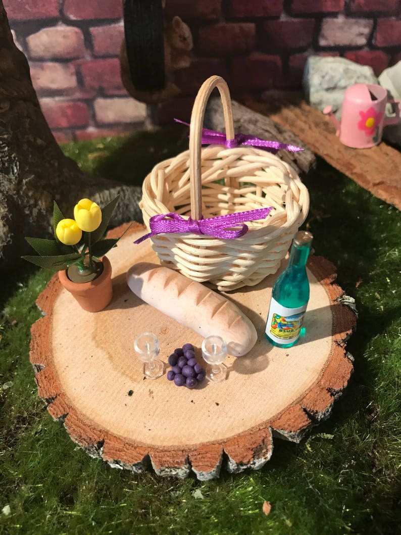 Fairy garden picnic fairy picnic basket dollhouse picnic Etsy