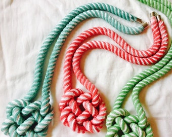 Hand Painted celtic knot rope necklace.