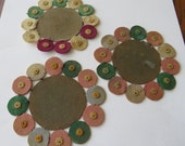 3 Antique Small Felt Penny Rugs Vintage