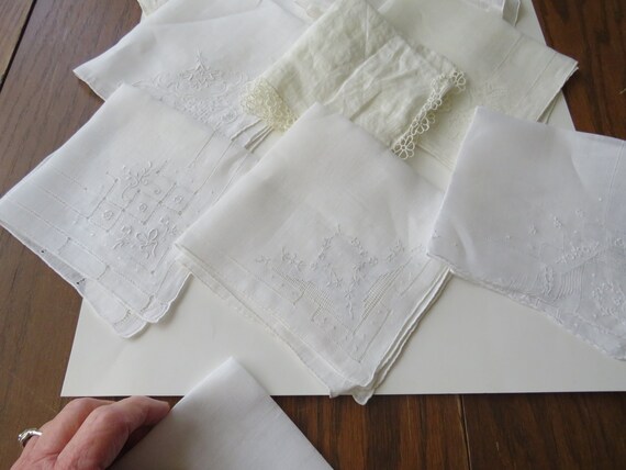 Lot 10 Antique White Hankies Vintage Handkerchief - image 4