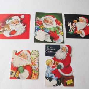 5 Vintage Christmas Santa Claus Cards Used Greeting