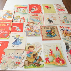 Lot vintage de 20 cartes d'anniversaire d'occasion