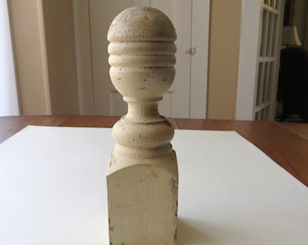 Vintage Turned Wood Architectural Piece Salvage Painted Shabby