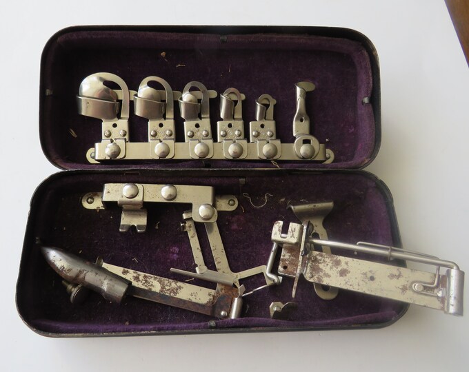 Antique Sewing Machine Attachment Metal Box Vintage Etsy