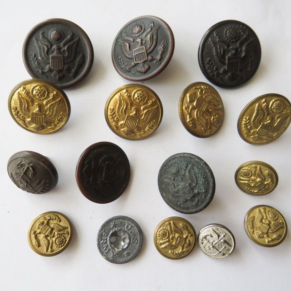 Lot 16 Vintage Military Buttons