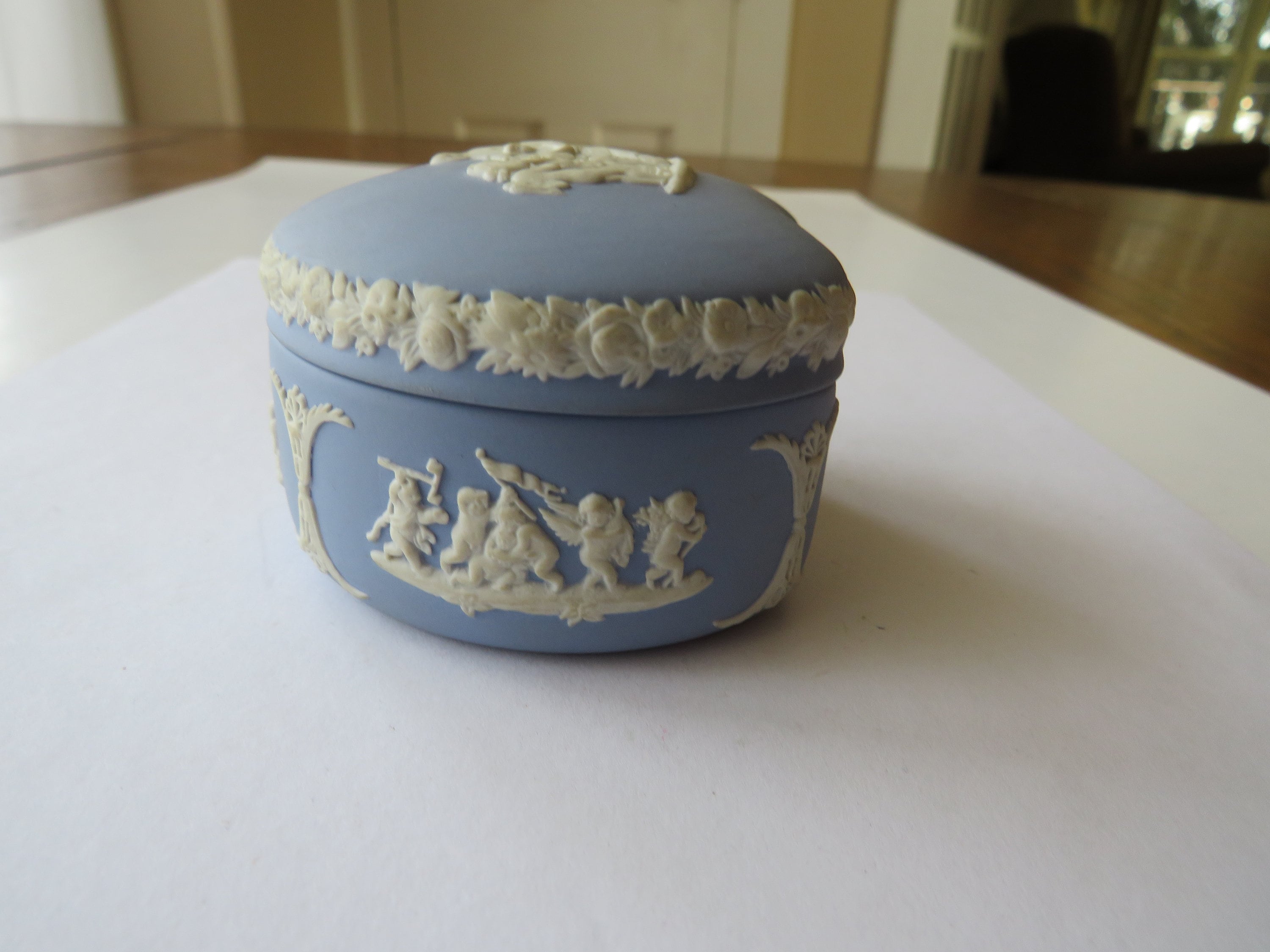 Vintage Wedgwood Trinket Box England Angels Puttis Blue & Etsy
