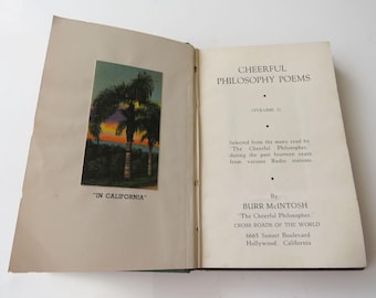 Antike fröhliche Philosophie-Gedichte Burr McIntosh - Inschrift Vintage Poesiebuch