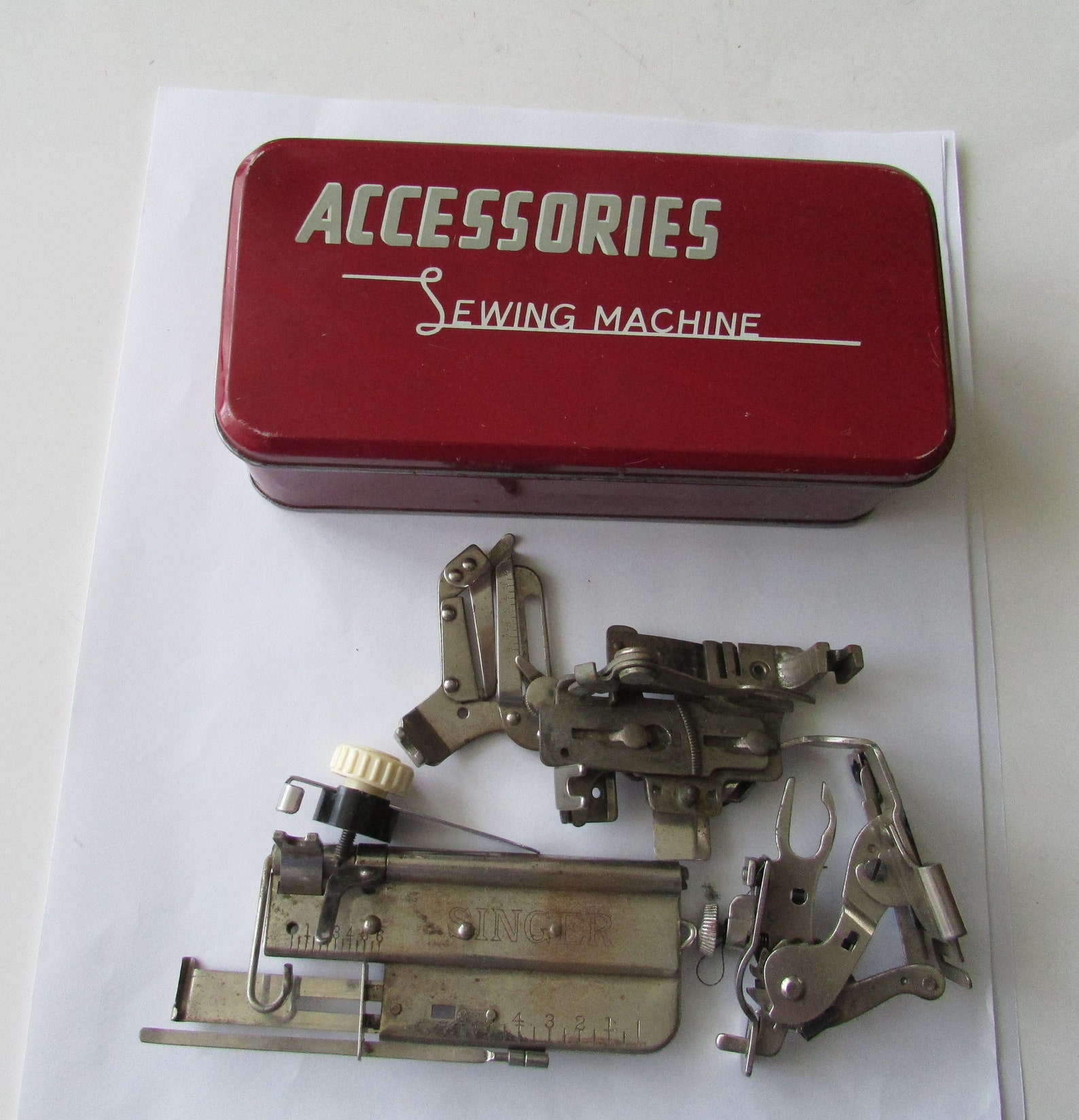 Vintage Metal Sewing Machine Accessories Box with Misc. Etsy