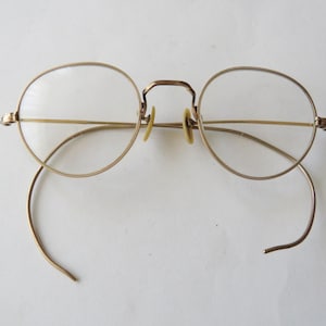 Antique Gold Filled Wire Eyeglasses GF Pair Glasses Goldtone Vintage Fancy Frames