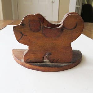 Antique Wood Dog Letter or Napkin Holder 1944 School Project Vintage