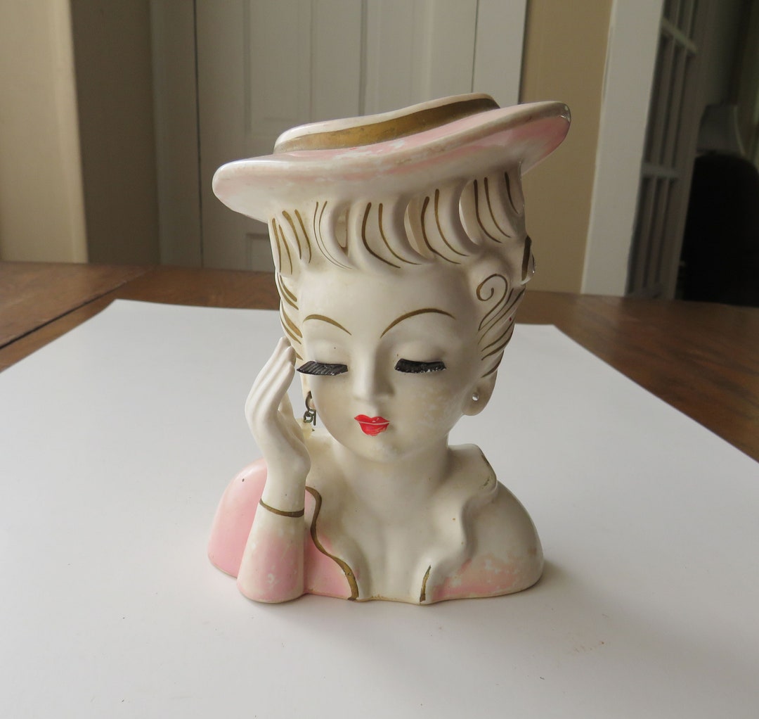 Antique Head Vase Napco Japan Vintage Shabby Etsy
