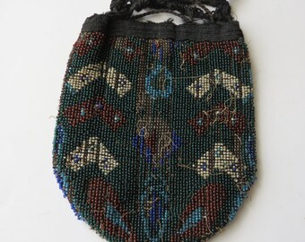 Antique Beaded Evening Bag Purse Beads Missing Vintage