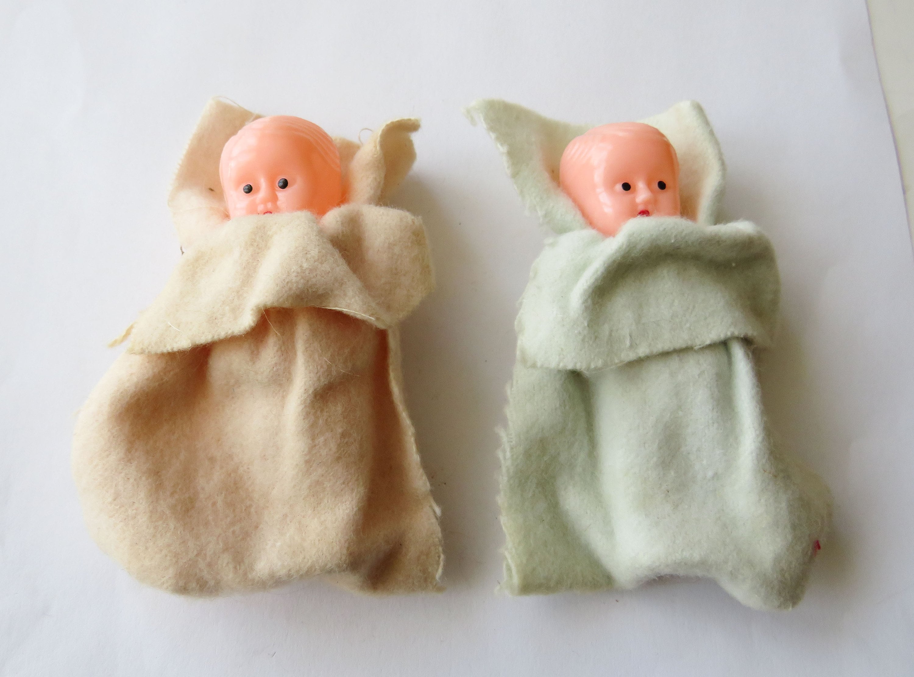 2 Vintage Baby Dolls Small Plastic in Blankets Etsy