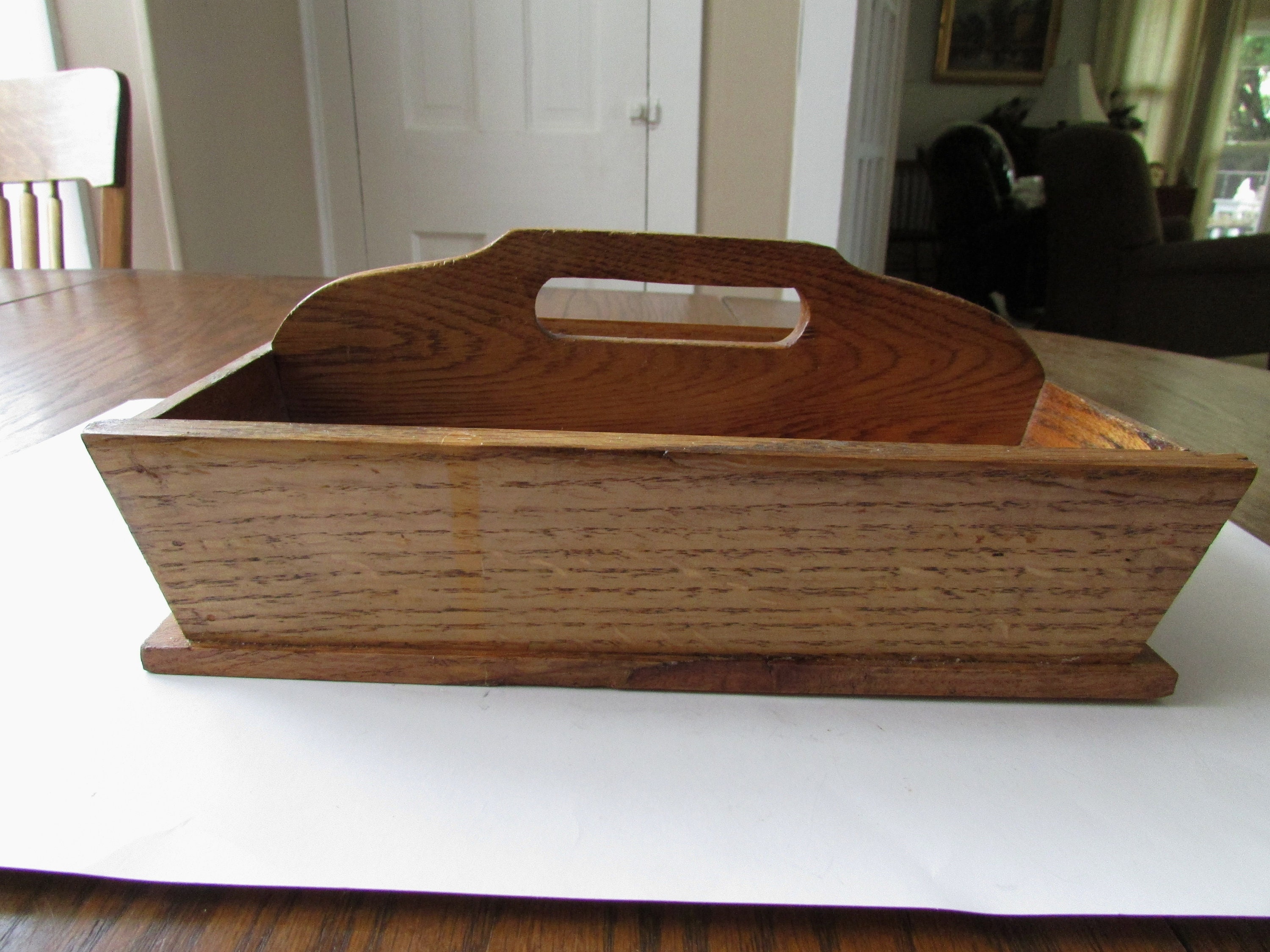 Vintage Wood Knife Cutlery Divided Box Antique Tote Kitchen Etsy