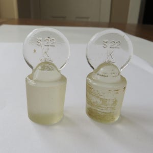 2 Antique Small Ground Glass Stoppers Bottle Vintage