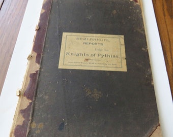 Antique Ledger Book Knights of Pythias Early 1900's Vintage Junk Journal Scrapbooking Crafting Paper