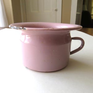 Antique Pink Enamel Ware Child's Potty Metal Small Shabby Chippy Czechoslavakia Czech
