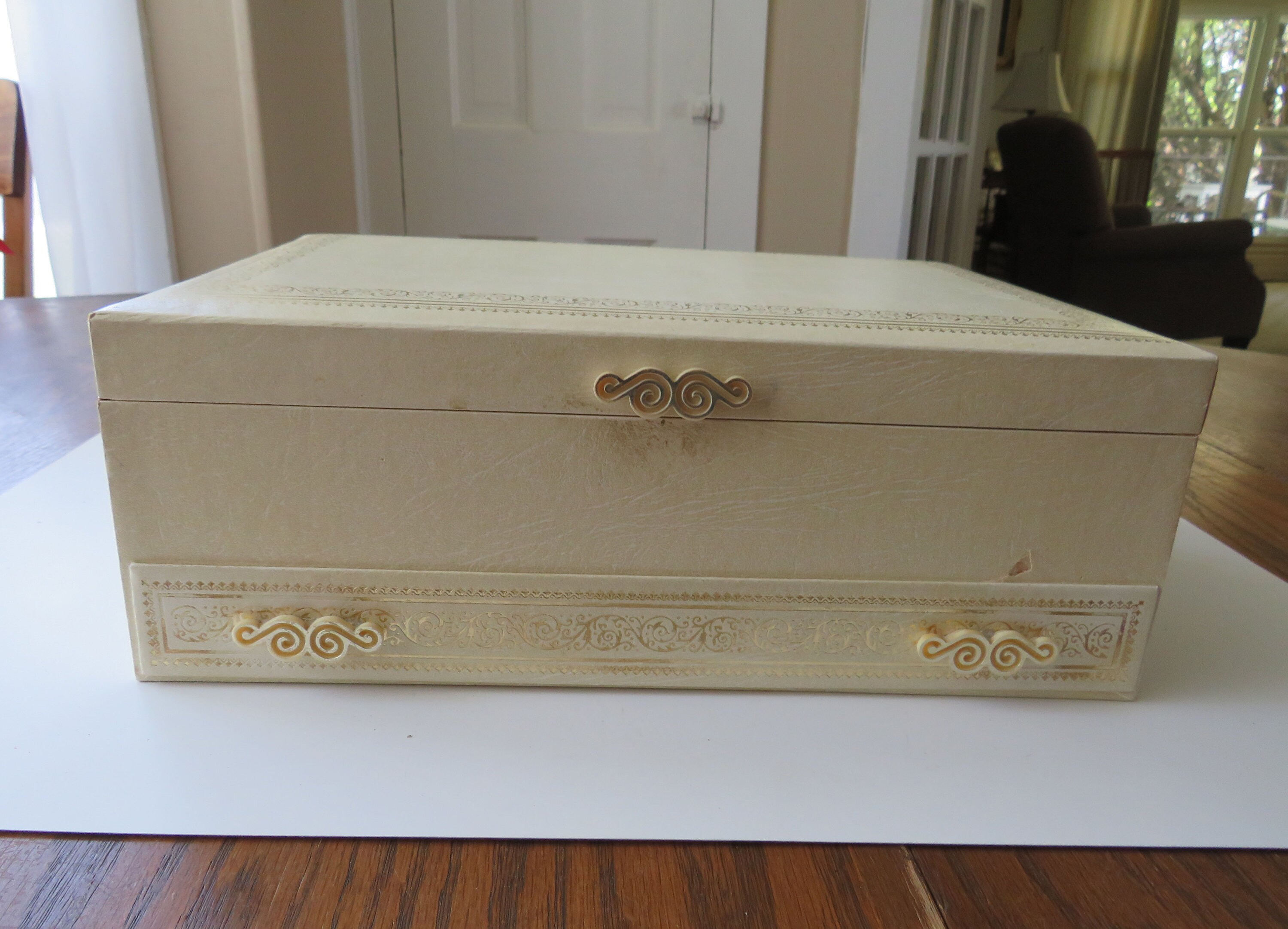 Antique Mele 50's Tiered Jewelry Box Vintage Covered Three Etsy