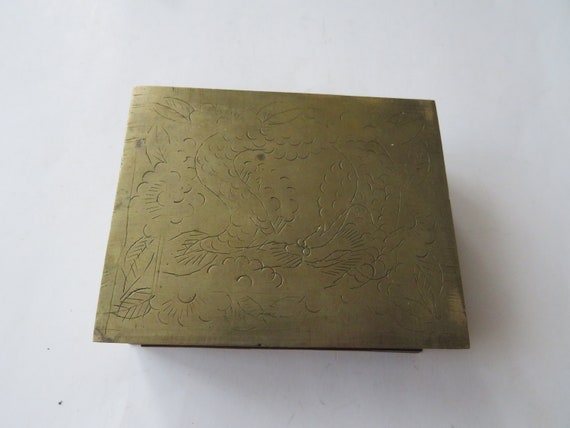 Vintage Brass Etched Box