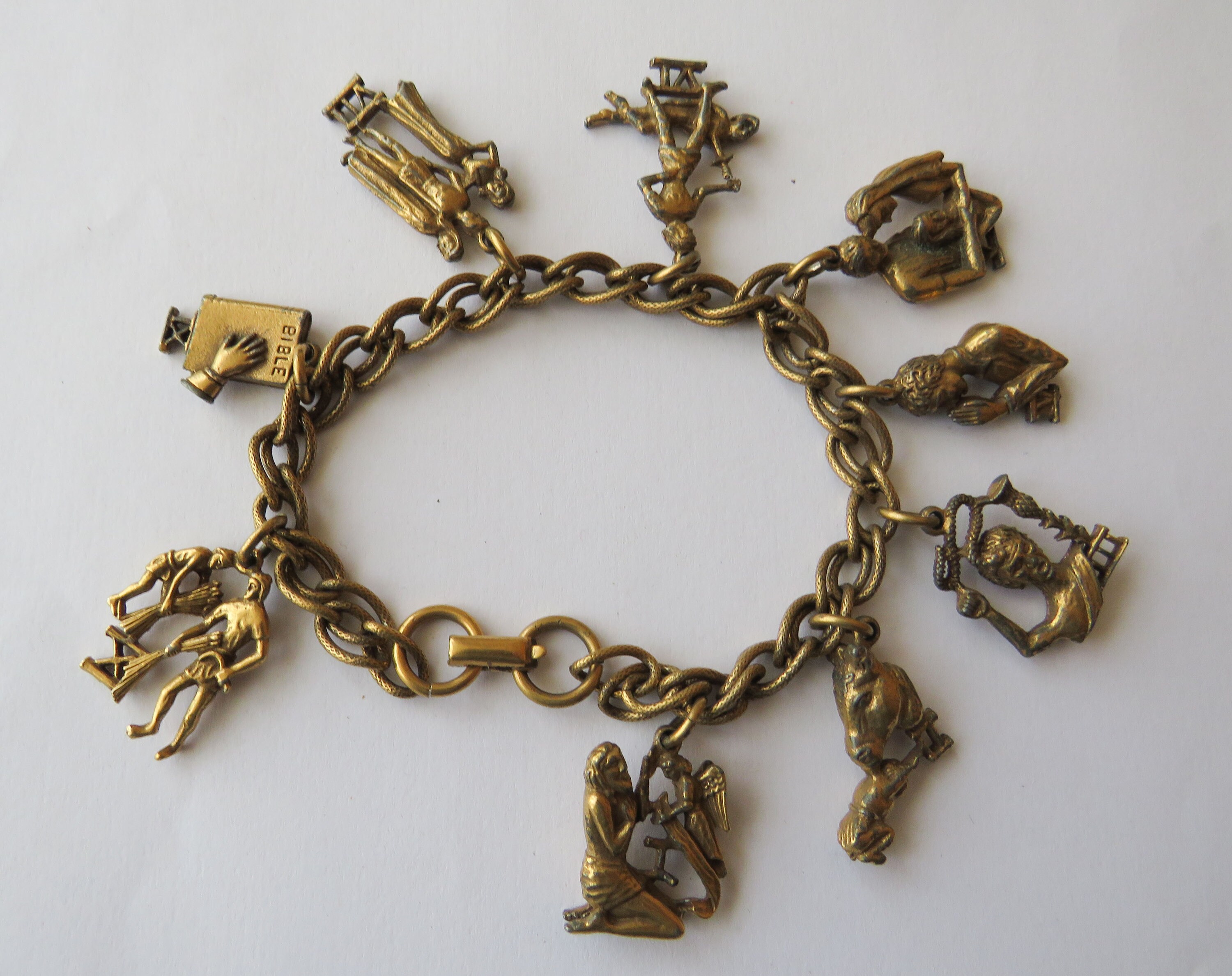 Vintage Coro Charm Bracelet Ten Commandments One Missing Etsy