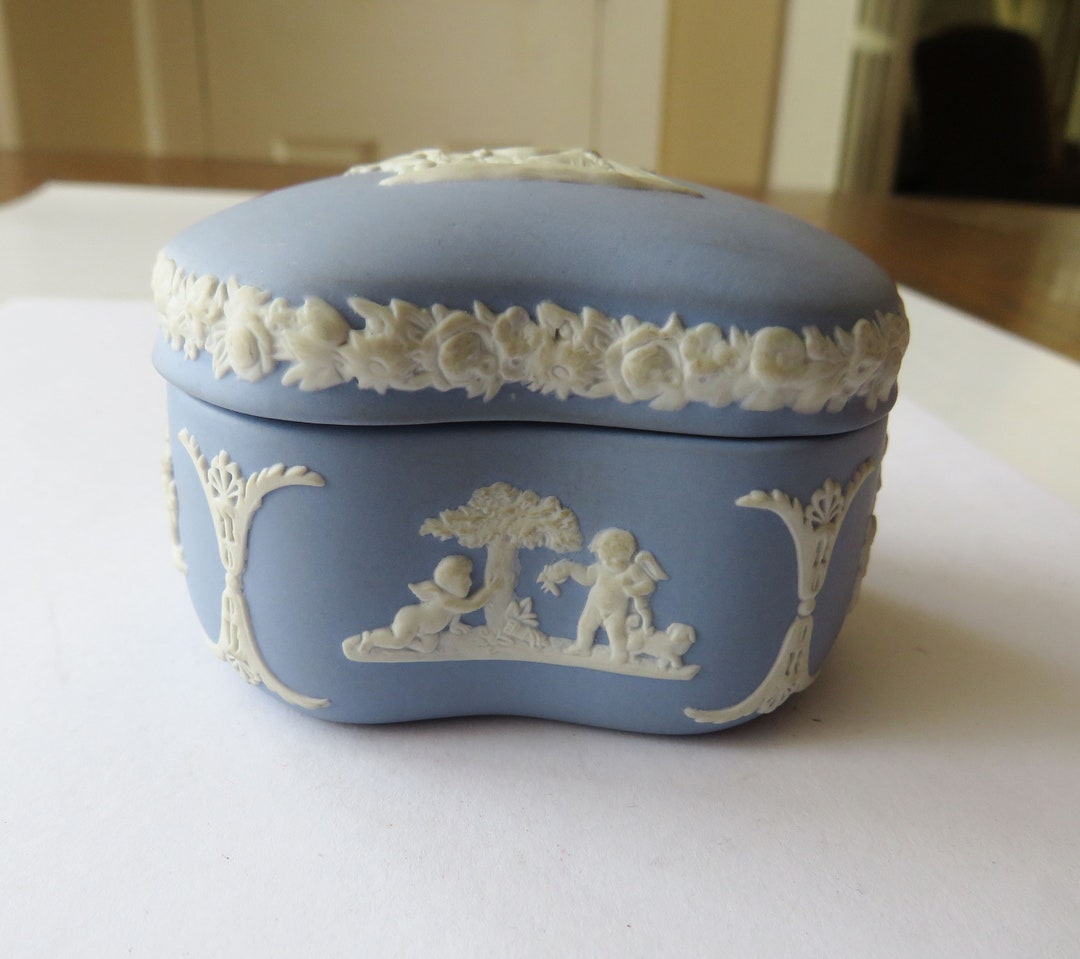 Vintage Wedgwood Trinket Box England Angels Puttis Blue & Etsy