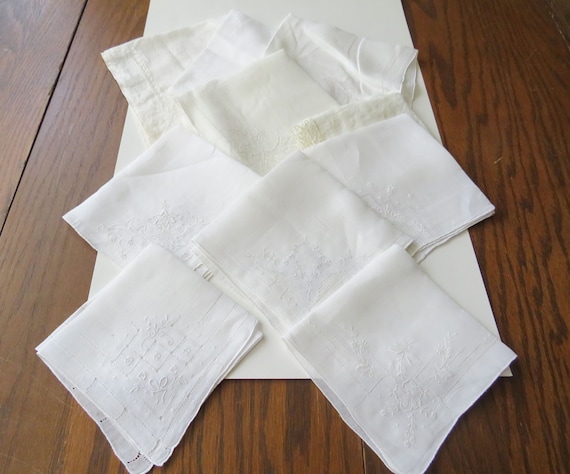 Lot 10 Antique White Hankies Vintage Handkerchief - image 1