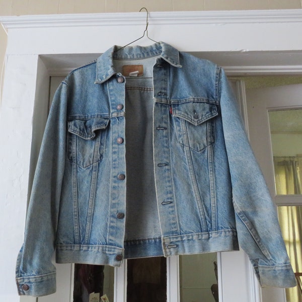 Vintage Levi Strauss Blue Jean Jacket Red Tag Faded Denim