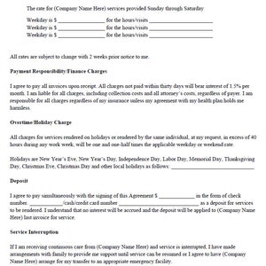 Private Pay Bill Rate Form