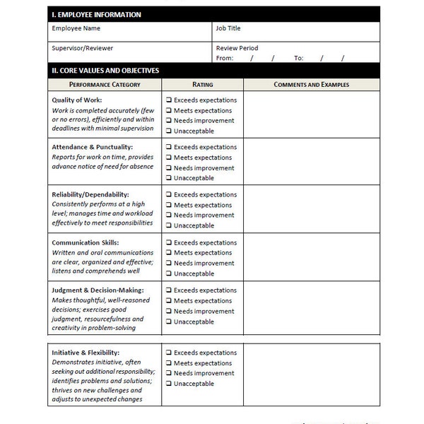 Employee Evaluation Form