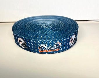 Miami Dolphins 7/8" Grosgrain Ribbon By the Yard