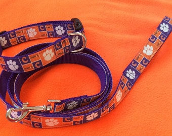 Clemson Dog Collar & Leash set