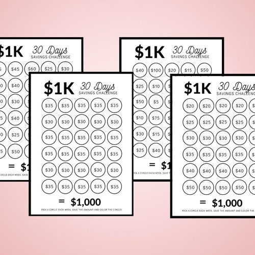 Money Saving Challenge 1K IN 30 DAYS 1000 Dollar Savings - Etsy